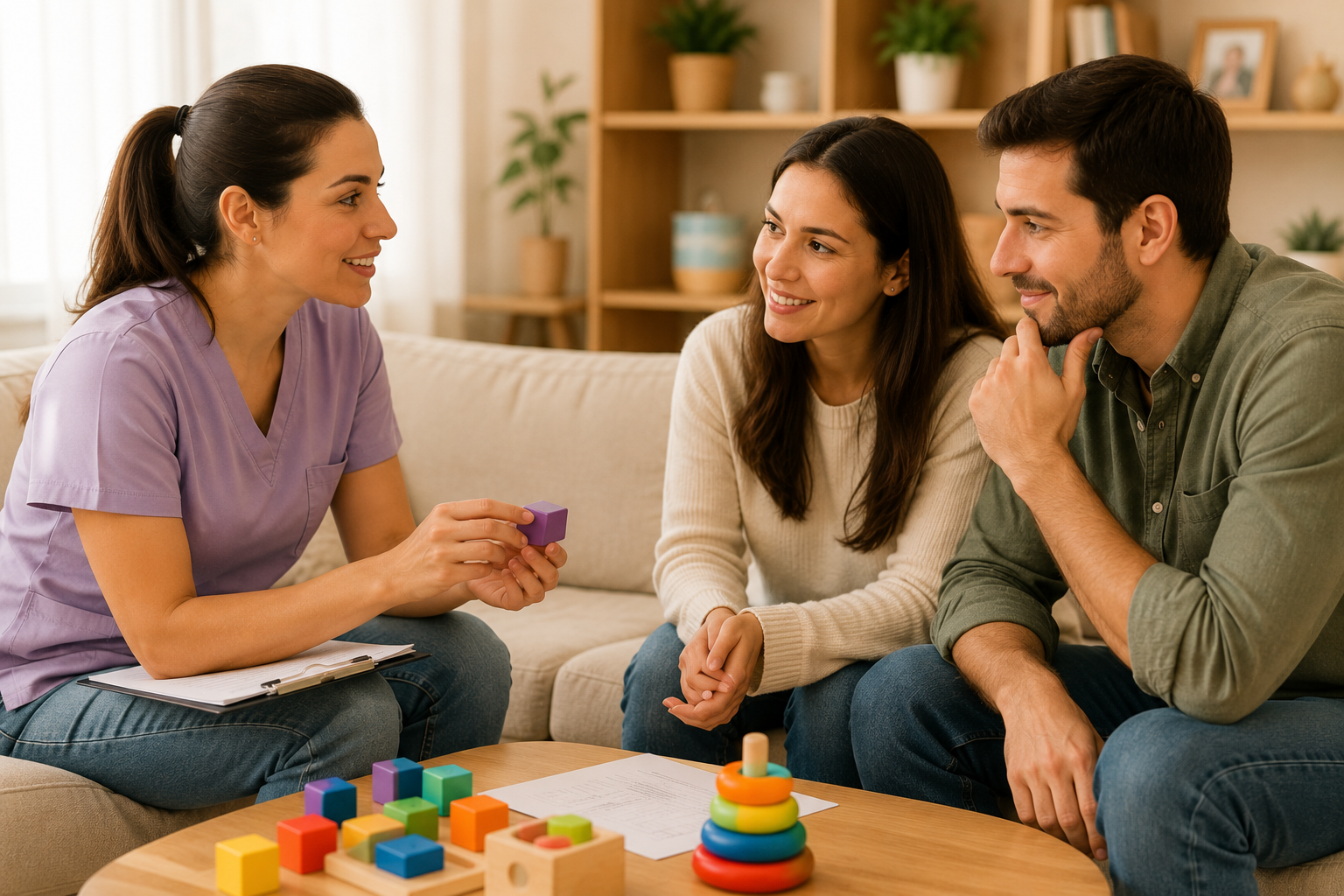 Familia recibiendo asesoría especializada